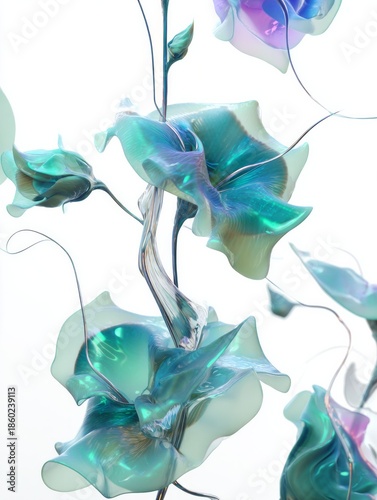 A beautiful blue flower with a silver stem