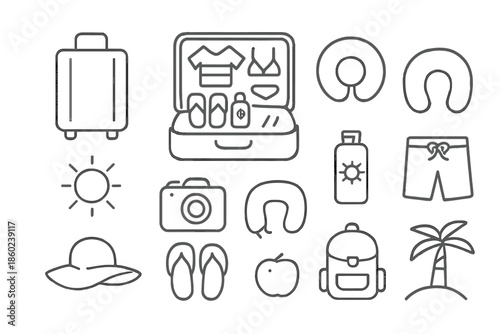 Travel and vacation icons collection