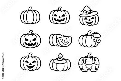 Set of Halloween Pumpkin Icons
