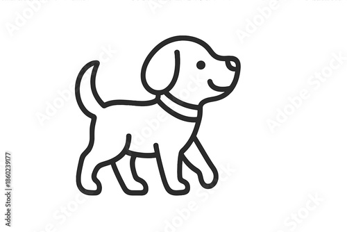 Outline of a happy dog walking against a gradient background