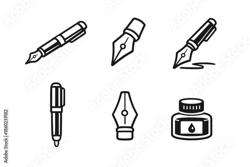 Fountain pen and ink bottle icons