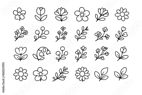 Collection of Hand-Drawn Floral Icons