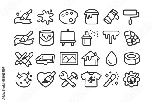 Creative Tools and Supplies Icons Set