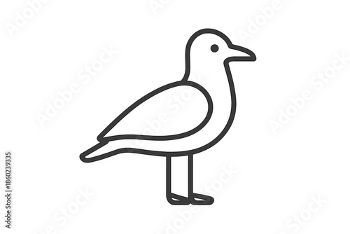 Minimalist seagull outline on a gray background