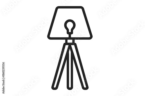 Line art icon of a tripod floor lamp