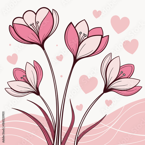 floral background with pink flowers