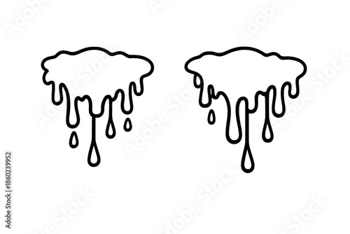 Abstract Dripping Cloud Shapes on Grayscale Background