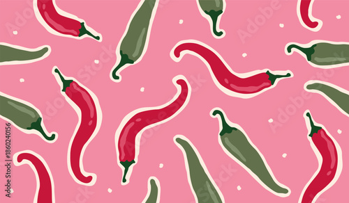 Cute spicy chili pattern background vector design