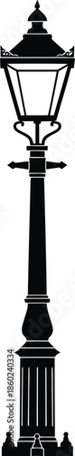 lamp post silhouette vector on white background