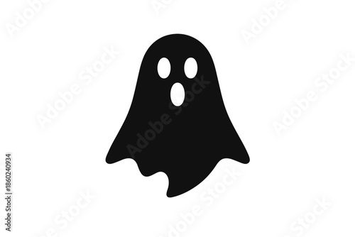 Minimalist Black Ghost Icon on Gradient Background
