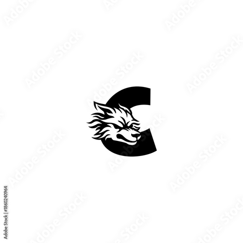 Wild Wolf Head Letter C Logo ...