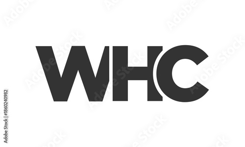 WHC logo design template with strong and modern bold text. Initial based vector logotype featuring simple and minimal typography. Trendy company identity.