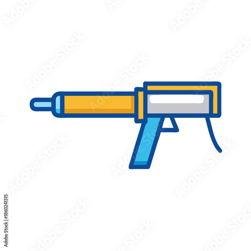 Cartoon caulking gun dispensing sealant vector illustration design