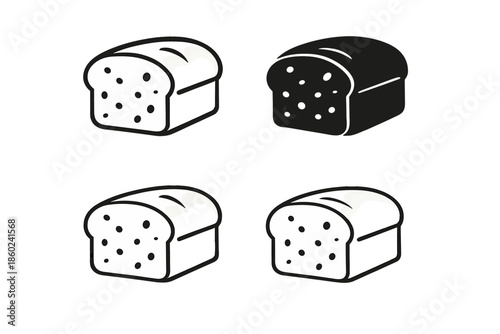 Four Loaves of Bread Icons on Yellow Background