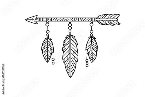 Tribal Arrow with Feathers and Beads