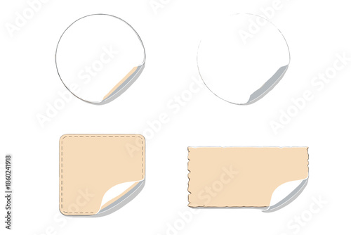 Four Blank Stickers on Metallic Background