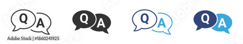 Q&A Speech Bubble Icons Set, Question and Answer Chat Symbols, FAQ Support Communication Concept, Vector Illustration