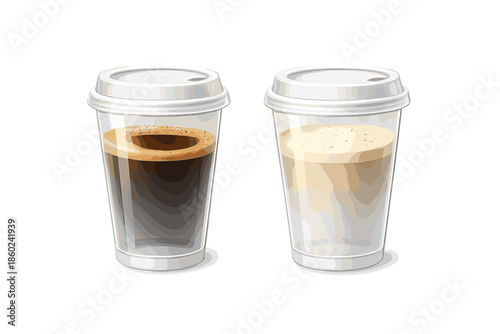 Two transparent cups with coffee