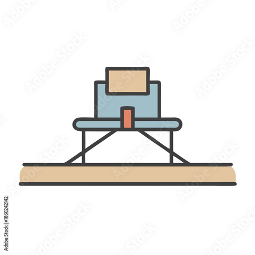 Stylized lunar lander illustration on solid black background