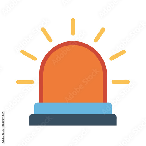 Emergency flashing light icon vector on black background