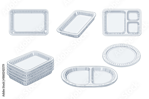 Collection of disposable food trays