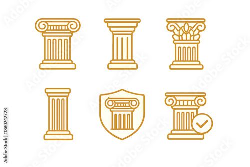 Abstract Ancient Greek Columns with Neon Glow