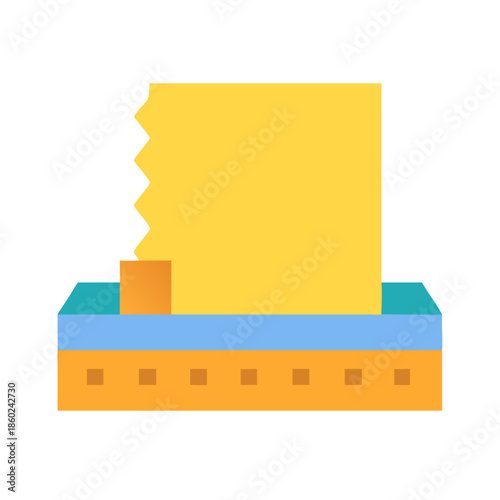 Stylized flat design blocky cheese on a cheese grater