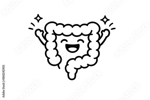 Happy Intestines Cartoon Character