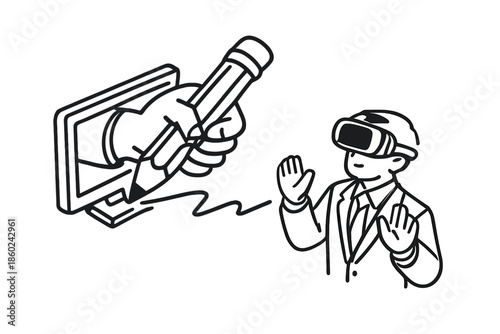 Virtual reality drawing and creation concept