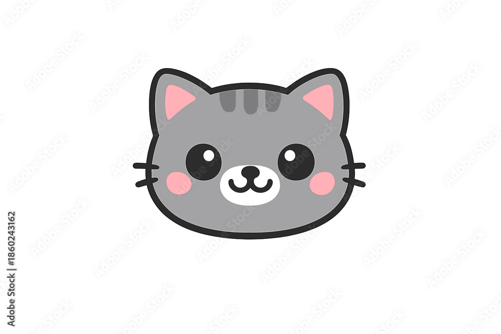 Fototapeta premium Cute Cartoon Cat Face
