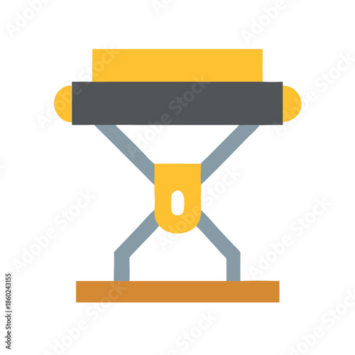 Yellow car jack graphic on black background for mechanics