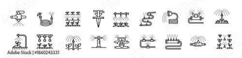 irrigation system icons set outline style