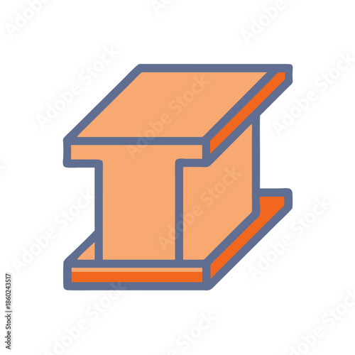 Orange and blue i-beam on black backdrop vector illustration