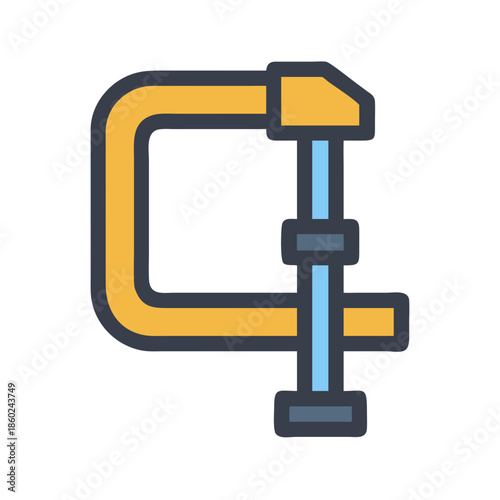 Isolated c-clamp illustration on black background for construction use