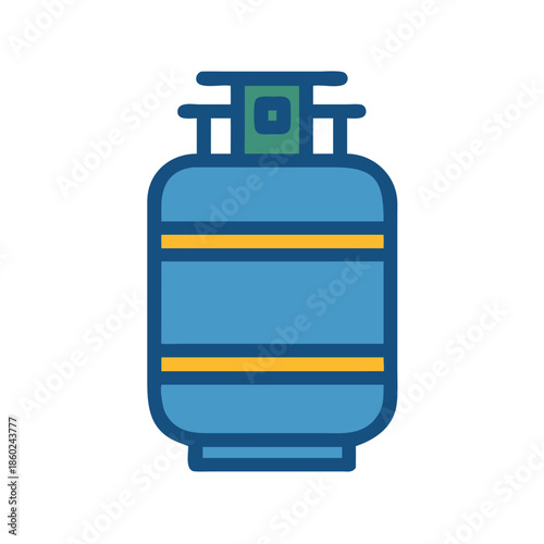 Isolated blue gas cylinder illustration against a black background