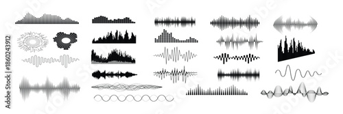 sound waves set vector illustration