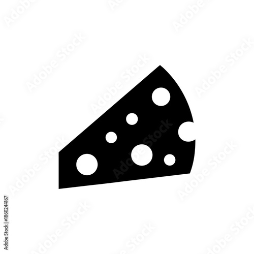 Clean cheese wedge pictogram featuring round holes and simple style On white Background Vector illustration