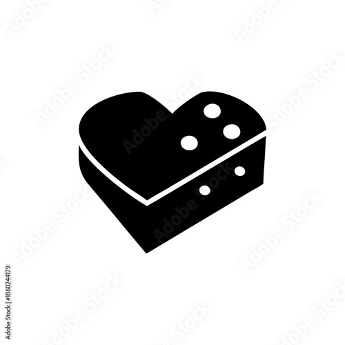 Modern pictogram showing heart shaped cheese wedge in minimal food icon design On white Background Vector illustration