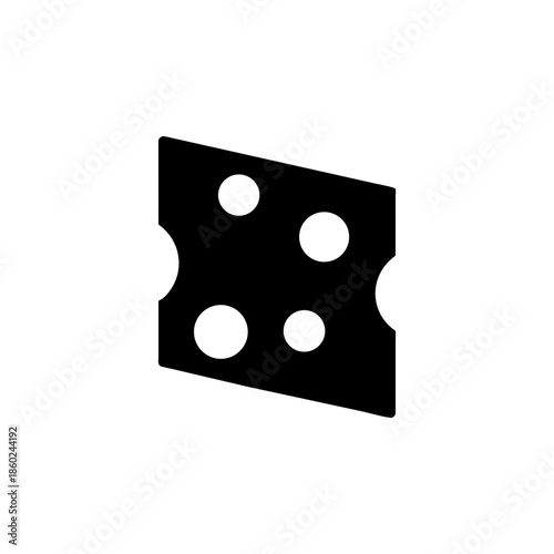 Minimal cheese pictogram created with negative space holes and smooth form On white Background Vector illustration