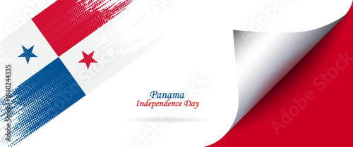 Happy independence day of Panama. Watercolor brush stroke flag background. Creative national country flag with Abstract watercolor grunge brush flag
