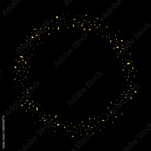 Golden serpentine ribbons frame. Confetti round banner. Luxury streamer