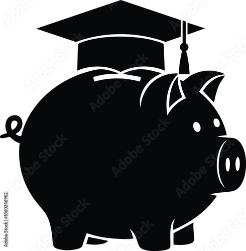 Piggy banks with graduation caps. Symbol of saving for college tuition and student loans. Education fund concept.
