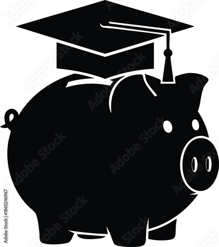 Piggy banks with graduation caps. Saving for education and college tuition. Investment concept.