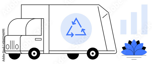 Recycling concept. Recycling truck efficient recycling processes. Recycling promotes environmental sustainability and waste reduction. For eco-initiatives, green logistics, waste management