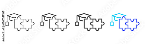 Learning Puzzle icon set collection creative outline style for business with multiple thickness variations suitable for branding design presentation and digital marketing
