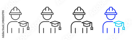 Industry Coach icon set collection creative outline style for business with multiple thickness variations suitable for branding design presentation and digital marketing