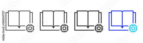 Digital Literacy icon set collection creative outline style for business with multiple thickness variations suitable for branding design presentation and digital marketing