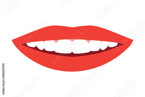 smiling woman’s red lips with a slightly open mouth, feminine, sensual and expressive- vector illustration