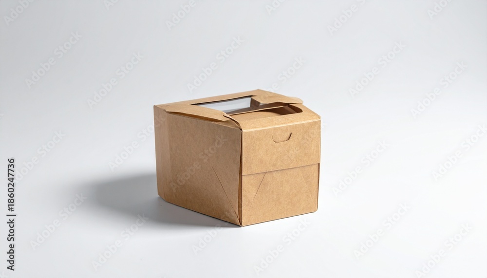 Obraz premium Brown cardboard box on white background.