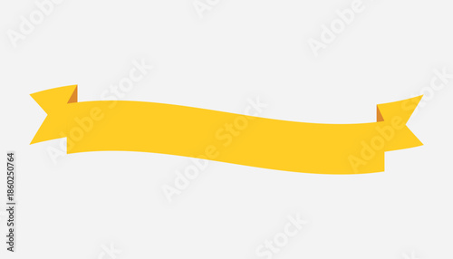 Retro yellow ribbon. Icon on white background. Curved textile symbol. Flat vector isolated banner
